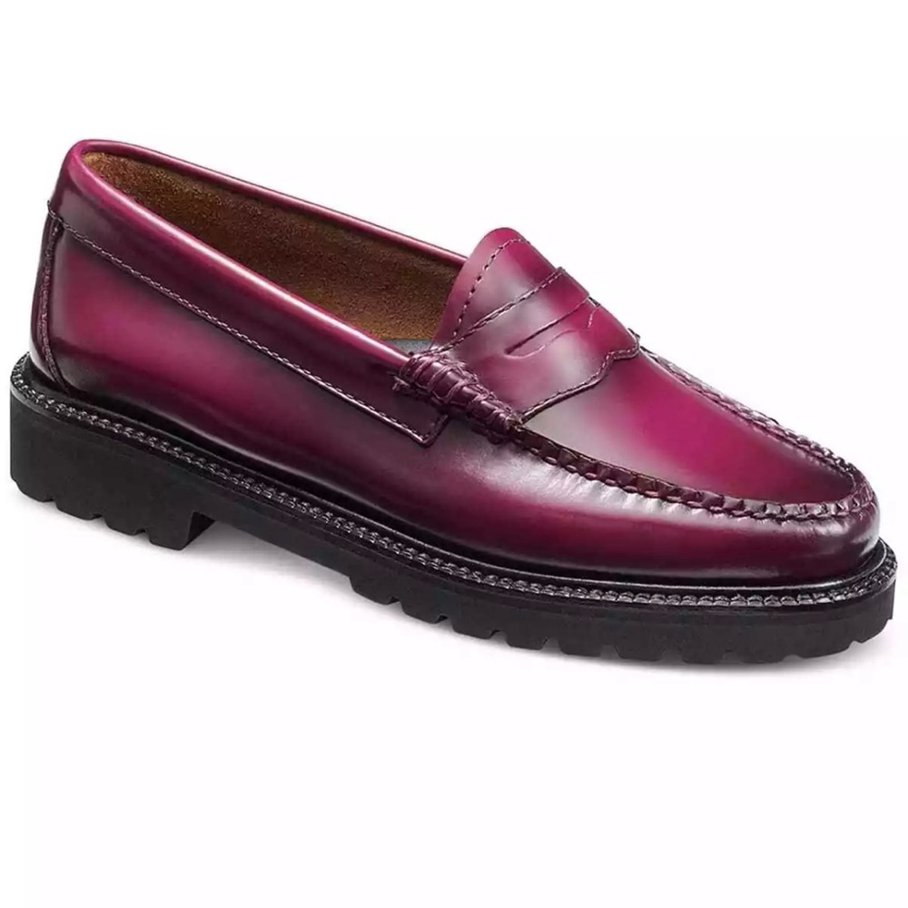 G.H.BASS Women's Plum Leather Whitney Candy Lug Weejun Loafer Flats - Plum - 8 - Picture 5 of 10